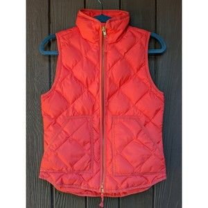 JCrew Coral Down Puffer Quilted Vest Full Zip Womens Size XS